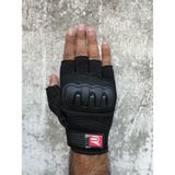Revertech Aura Siyah / Yarım Parmak - Kaymaz Avuç Içi Özellikli Motosiklet Eldiveni (Erkek) - 2XL