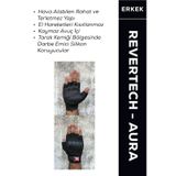 Revertech Aura Siyah / Yarım Parmak - Kaymaz Avuç İçi Özellikli Motosiklet Eldiveni Erkek