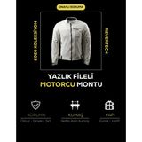 Revertech Beyaz Yazlık Fileli Motosiklet Montu Korumalı Nefes Alan Hafif Mont + Buff ve Anahtarlık Hediyeli - 3XL