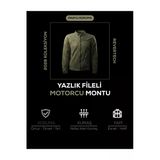 Revertech Haki Yeşil Yazlık Fileli Motosiklet Montu Ce Korumalı Nefes Alan Hafif Mont + Buff Ve Anahtarlık Hediyeli