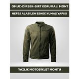 Revertech Haki Yeşil Yazlık Fileli Motosiklet Montu Nefes Alan Hafif Mont L - Haki - Yeşil