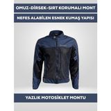 Revertech Lacivert Yazlık Fileli Motosiklet Montu Ce Korumalı Nefes Alan Hafif Mont