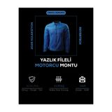 REVERTECH Mavi Yazlık Fileli Motosiklet Montu Korumalı Nefes Alan Hafif Mont + Buff ve Anahtarlık Hediyeli