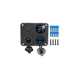 Revex 12V 2 Şarj Soketi+Çakmaklık+Voltaj Göstergesi+On-Off Düğmeli Kontrol Paneli Mavi Işık Rengi