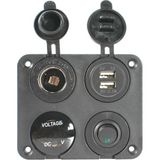 Revex 12V 2 Şarj Soketi+Çakmaklık+Voltaj Göstergesi+On-Off Düğmeli Kontrol Paneli