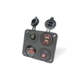 REVEX KAMP&KARAVAN AKSESUARLARI 12v 2 Şarj Soketi+çakmaklık+voltaj Göstergesi+on-off Düğmeli Kontrol Paneli kırmızı ışık rengi
