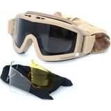 Revision Taktik Gözlük 3 Lensli Koruyucu Maske / Tactical Askeri Gözlük / Airsoft ve Motosiklet Gözlüğü - Bej - Standart