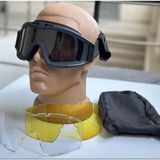 Revision Taktik Gözlük 3 Lensli Koruyucu Maske / Tactical Askeri Gözlük / Airsoft ve Motosiklet Gözlüğü - Siyah-Siyah - Standart