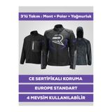 REVO SPARROW Mor Kadın Motosiklet Montu 3 Katmanlı 4 Mevsim CE Korumalı Reflektörlü