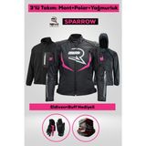 Revo Sparrow Pembe 3 Katmanlı 4 Mevsim Kadın Motosiklet Montu + ELDİVEN VE BUFF HEDİYELİ