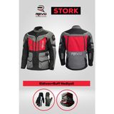 Revo Stork Kırmızı 4 Mevsim Unisex Motosiklet Montu + ELDİVEN VE BUFF HEDİYELİ