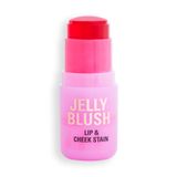 Revolution Beauty, Jelly Blush Stick Dudak ve Yanak Lekesi, Hyaluronik Asit ve Aloe ile Uzun Ömürlü ve Yapılabilir, Vegan ve Zulüm İçermez, Çilek Kırmızısı