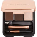 Revolution Brow Sculpt Kit Dark 3'ü 1 Arada Taşınabilir Cımbız ve Fırça ile Kaş Makyaj Seti