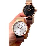 Reward Rosegold Hasır Kordon Klasik Rakamlı Model Sevgili Çift Kol Saatleri - Rose Gold