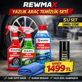 REWMAX Würth Premium Araç Temizlik Seti – Jant + Böcek + 1L Cam Suyu + Mikro Fiber + Araç Kokusu (5’li Set)