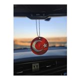 Rex Aksesuar Türk Bayrağı Çift Yön Baskılı Ahşap Dikiz Aynası Süsü