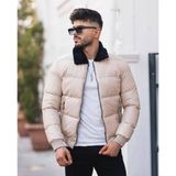 Rex Moda Kürk Yaka Suni Deri Crop Mont - Bej - L