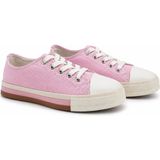 Rexba Pembe Kanvas Sneaker Spor Ayakkabı Günlük Bağcıklı Casual Yürüyüş Ayakkabısı Hafif Kaymaz Taban