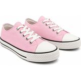 Rexba Unisex Pembe Kanvas Sneaker Günlük Spor Ayakkabı Bağcıklı Rahat Yürüyüş Ayakkabısı