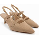 Rexba Vizon Süet Slingback Kadın Topuklu Ayakkabı Sivri Burun Kitten Heel Kısa Topuk Ofis Günlük Davet Şık Ayakkabı - Vizyon