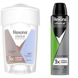Rexona Clinical Protection Shower Clean 45 ml Kadın Stick Deodorant ve Men Clinical Protection 150 ml Erkek Sprey Deodorant