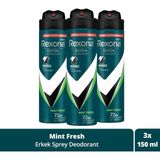 Rexona Men 150 ml x 3 Erkek Sprey Deodorant Mint Fresh 72 Saat Üstün Koruma