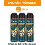 Rexona Men Erkek Sprey Deodorant Energise Bergamot & Amber 150 ml X3 - 175 ml