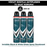 Rexona Men Erkek Sprey Deodorant Invisible Black & White 200 ml x3