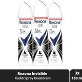Rexona,Kadin Sprey Deodorant Invisible 72 Saat Kesintisiz Koruma 150 Ml X3