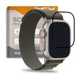 REY Apple Watch Ultra 49 mm için sertleştirilmiş camdan 3D ekran koruyucu, Apple Watch Ultra 2 (49 mm), siyah, ekran koruyucu folyo 9H + sertlik, çizilmez, yağ kabarcıkları, tam koruma, 3D, 4D, 5D