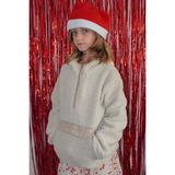 Reycan Kız Çocuk Peluş Sweatshirt Kapüşonlu Kanguru Cepli 5-8 Yaş, Taş - 7 Yaş