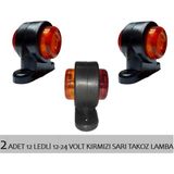Reycar 2 Adet 12 Ledli Mini Takoz Lamba 12-24 Volt Sarı Kırmızı