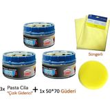 Reycar 3x Çizik Giderici Parlatıcı Pasta Cila (Süngerli) + 1x Mikrofiber Güderi Kurulama Bezi 50X70