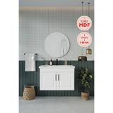 Reyhan 80 Cm %100 Mdf Lavabolu Banyo Dolabı + Ayna Beyaz