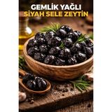 Reyhani Hatay Mandıra Trilye (Gemlik) Yağlı Sele Xl Siyah Zeytin - 1000 cc