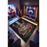 Reyhani ROCK NOSTALJI Desenli Kaymaz Taban Makinede Yıkanabilir Gaming Oyuncu Gamer Genç Odası Halısı