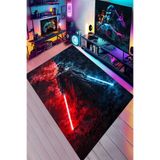 Reyhani Star wars Desenli Kaymaz Taban Makinede Yıkanabilir Gaming Oyuncu Gamer Genç Odası Halısı