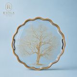 R'eyla R’eyla Aurora Tree Dekoratif Sunum Tepsisi 38 cm Gold Detaylı Premium Servis Tepsisi - 1