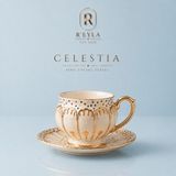 R'eyla R’eyla Celestia Gold Detaylı Türk Kahvesi Fincan Takımı 2 Kişilik Premium Porselen Kahve Seti- Özel Deri Kutu Hediyeli - 1 Adet - Renkli