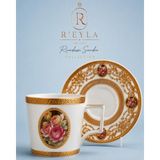 R'eyla R’eyla Rivadossi Sandro Naples 24K Gold Detaylı Türk Kahvesi Fincan Takımı 2 Kişilik Premium Porselen - Özel Deri Kutu Hediyeli - 1 Adet - Renkli
