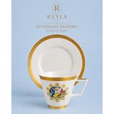 R'eyla R’eyla Rivadossi Sandro Rome 24K Gold Detaylı Türk Kahvesi Fincan Takımı 2 Kişilik Premium Porselen - Özel Deri Kutu Hediyeli - 1 Adet - Renkli