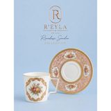 R'eyla R’eyla Rivadossi Sandro Venezia Pink 24K Gold Detaylı Türk Kahvesi Fincan Takımı 2 Kişilik Premium Porselen - Özel Deri Kutu Hediyeli - 1 Adet - Renkli