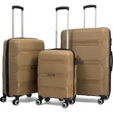 Reymond Luggage Lucas Polipropilen Kırılmaz Valiz, 3\'lü Set - Gold