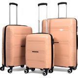 Reymond Luggage Lucas Polipropilen Kırılmaz Valiz, 3\'lü Set - Pudra