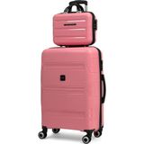 Reymond Luggage Lucas Polipropilen Kırılmaz Valiz Seti, Orta Boy&makyaj - Pembe