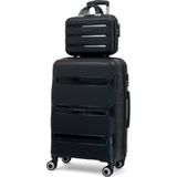 Reymond Luggage Lucas Polipropilen Kırılmaz Valiz Seti, Orta Boy&makyaj - Siyah