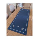 Reyn Home İndigo Nakışlı Keten Kumaş 1 Adet Runner, 50x150cm