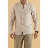 Reynard Erkek Slim Fit Viskon Keten Gömlek Taş Rengi
