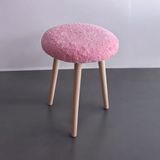 Reyni Ahşap Retro Ayak Dekoratif Pembe Peluş Puf Tabure Bench Koltuk Sandalye