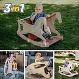 Reyo 3in1 Montessori Sallanan At, Mama Sandalyesi, Aktivite Masası %100 Mdf Kahverengi